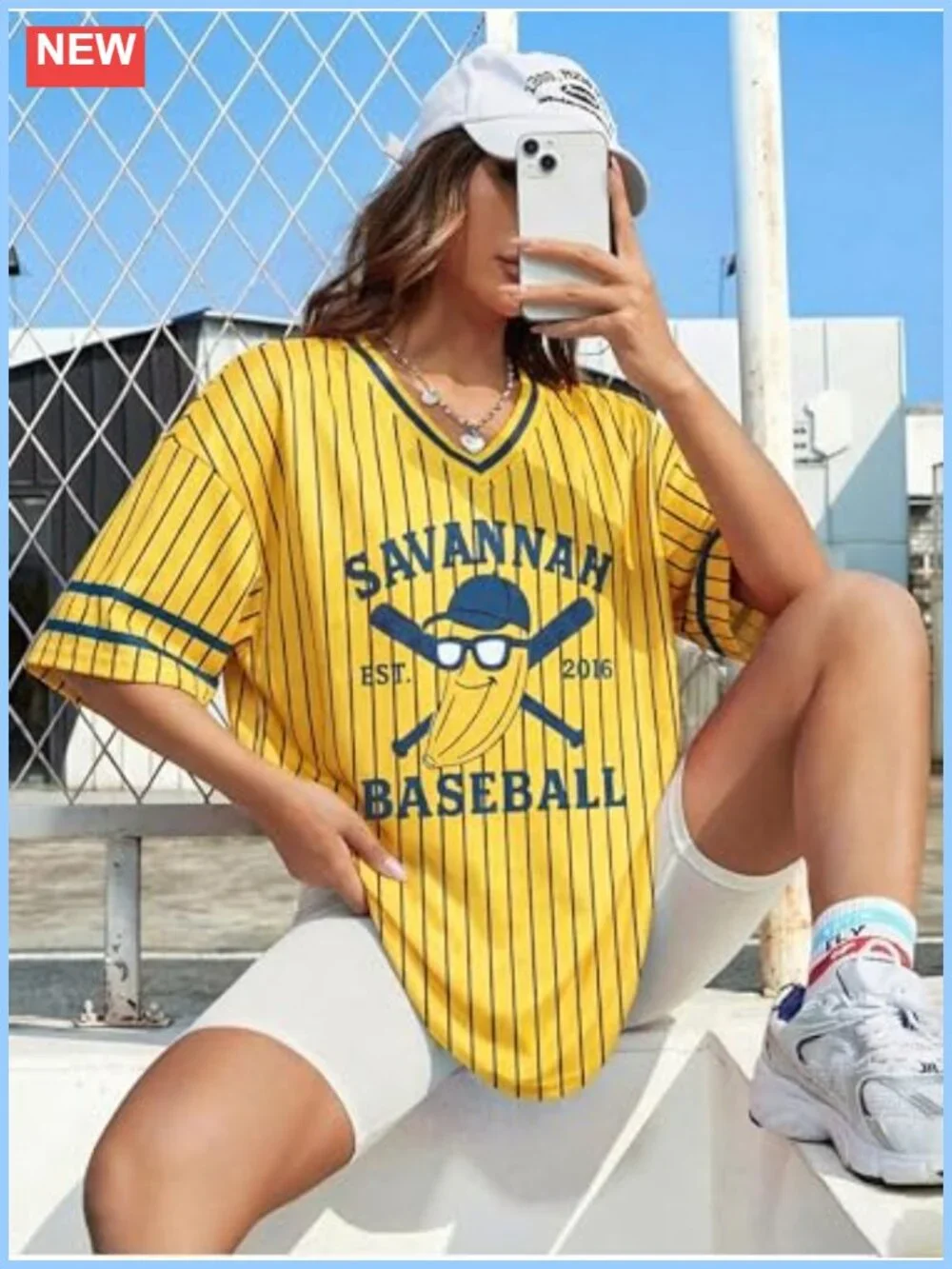 Women's Baseball Jersey Top Letter Print Loose Fit Short Sleeve Tee